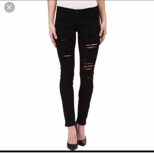 AGolde Distress Moto Black Jeans